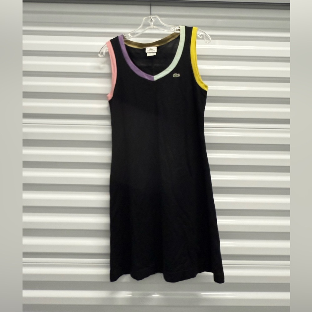 Lacoste Black Dress with Multicolor Trim